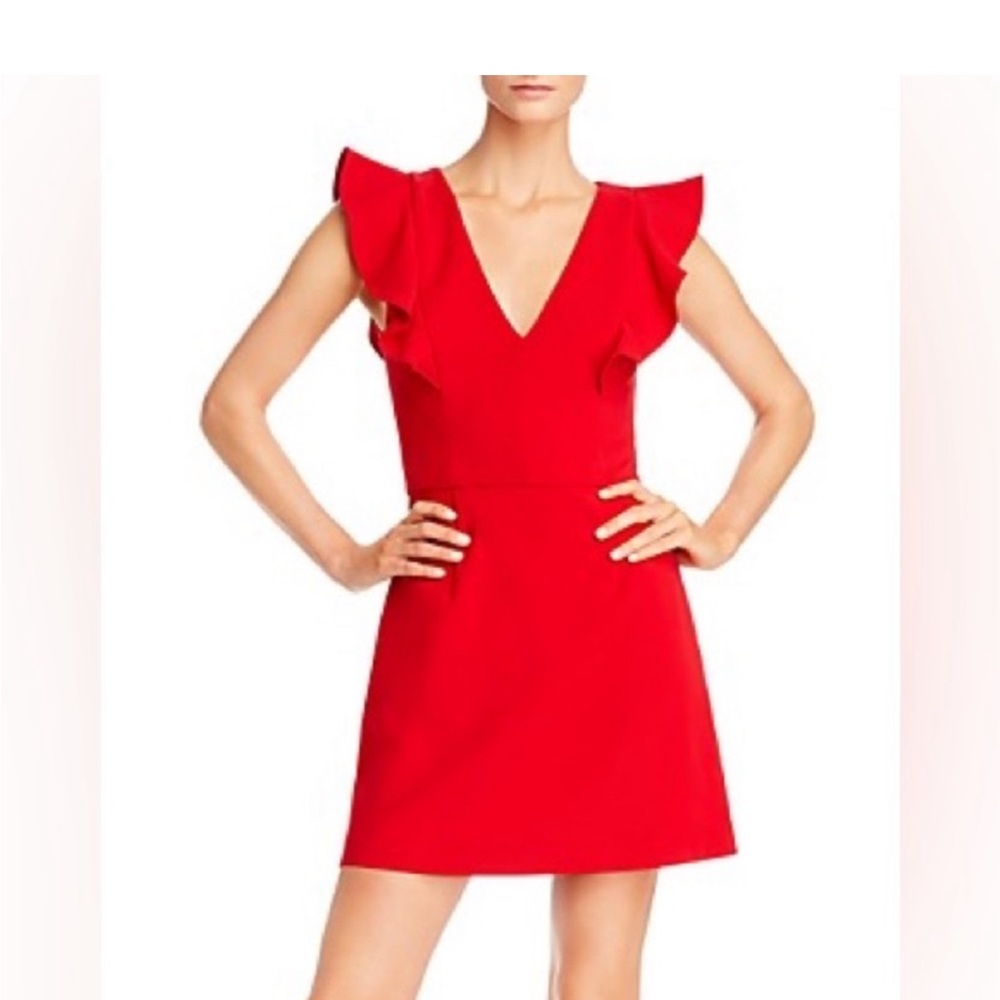 Brand new French Connection Whisper Ruffle V-neck dress, size 6 (small)